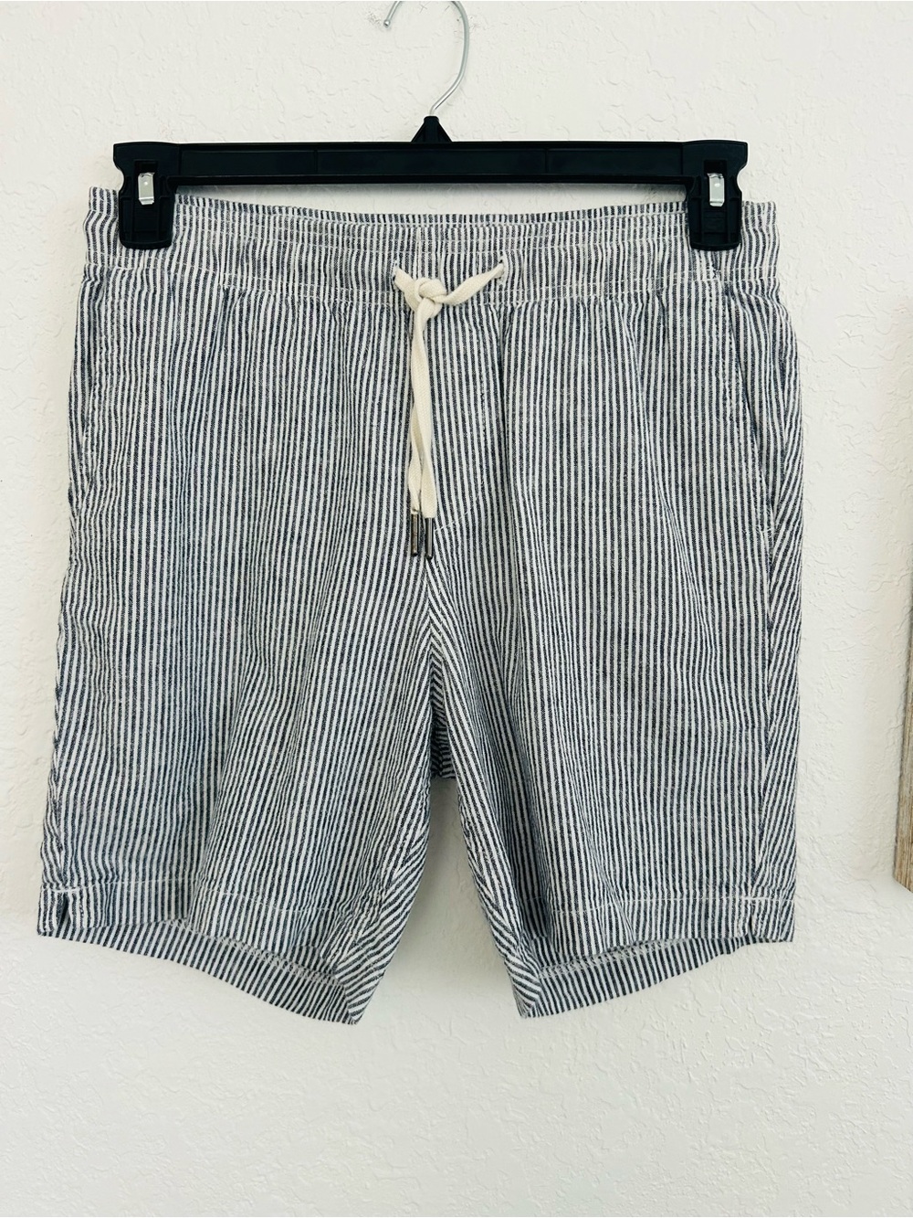 Express Navy & White Striped Drawstring Shorts